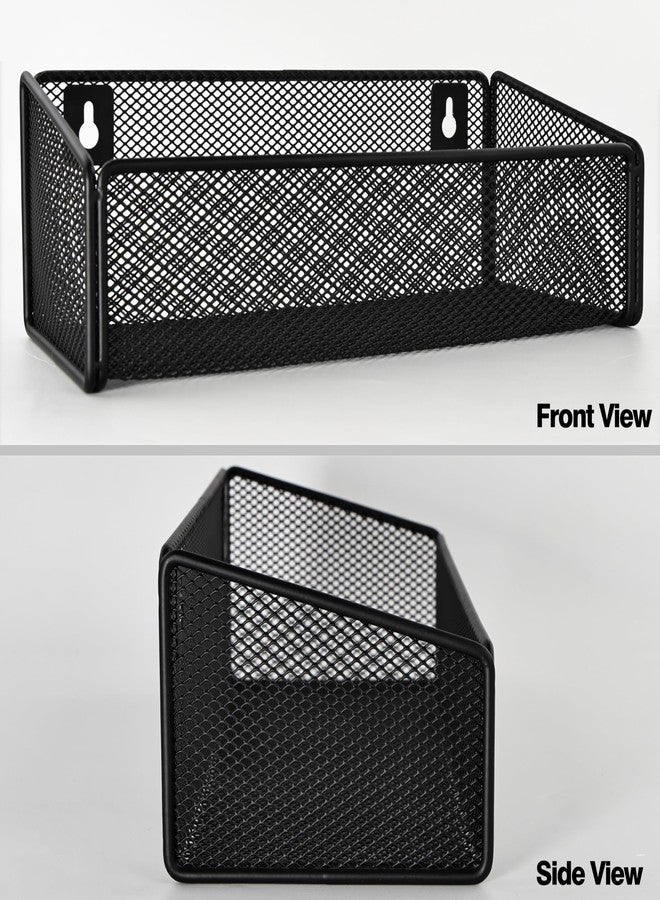 OKOMATCH Bathroom Shelf Over Toilet Storage Basket,Toilet Beside Floating Shelf Mesh Metal Wall Mounted Shelves for Home Organization & Decor Essentials,Kitchen/Living Room Shelves (Black) - Image 5